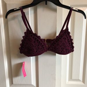 Maroon crochet bikini top